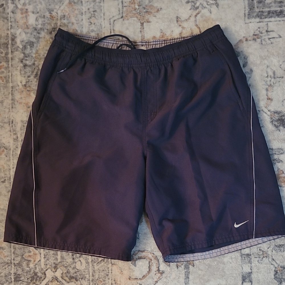 Nike Dark Blue Swim/Athletic Shorts with White Swoosh